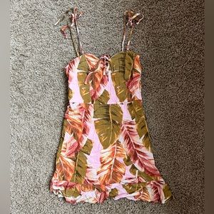 Forever 21 pink/green tropical style sleeveless dress size small